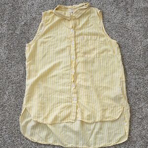 beachlunchlounge Yellow Striped Sleeveless Button Down Shirt